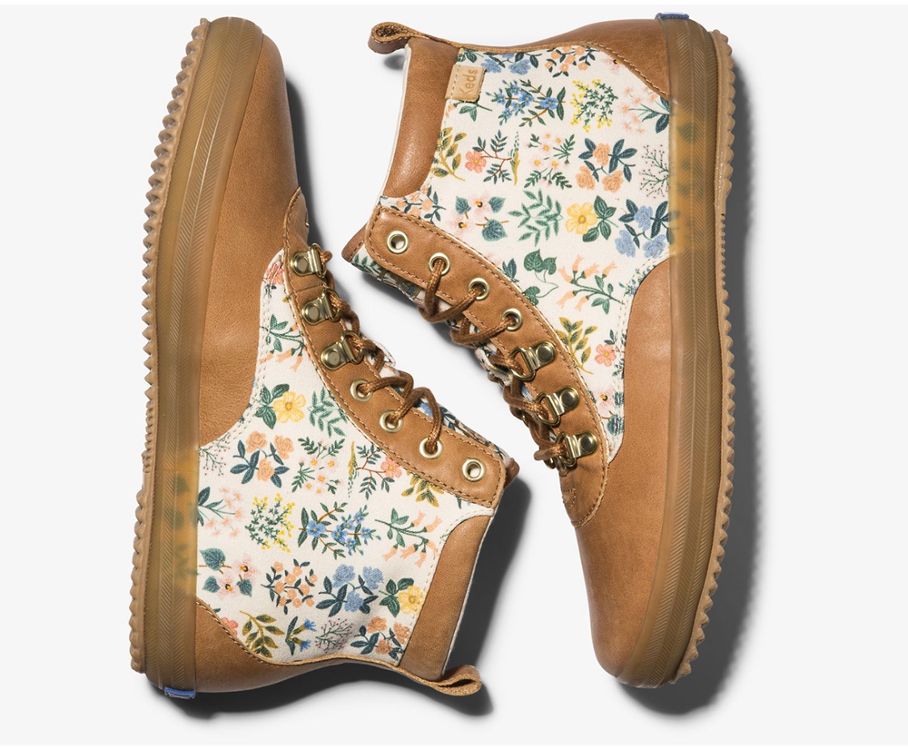 Botas Keds Mujer Marrones - Rifle Paper Co. Scout Cuero Wildflower W/ Thinsulate - 982-HPRNBC